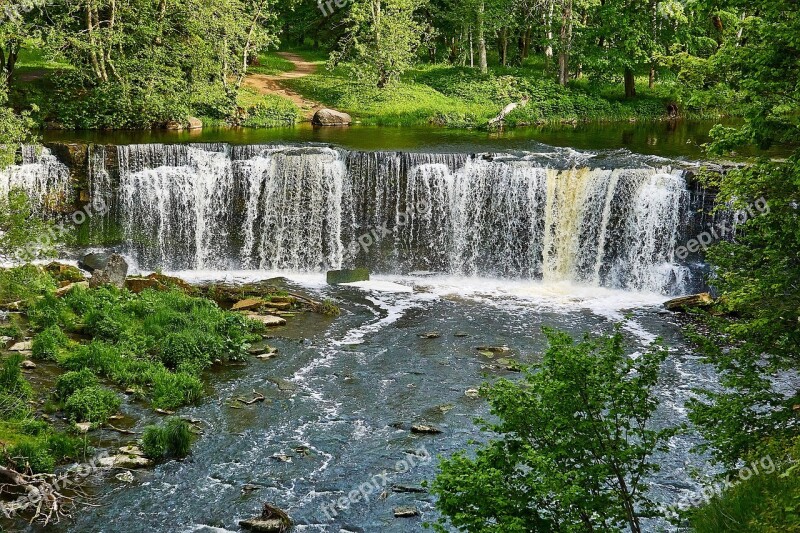 Waterfall Nature Landscape Water Small Waterfall