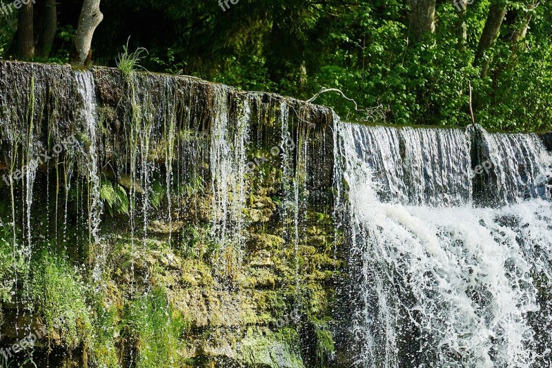 Waterfall Nature Landscape Water Small Waterfall