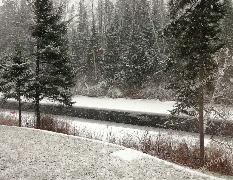 River Snow Landscape Snow Winter Landscape Water