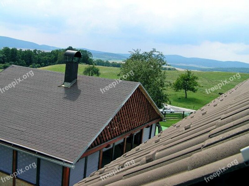 The Roof Of The Tiles Gazebo House Chimney