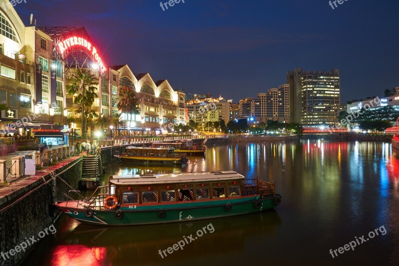 Singapore Night Travel Architecture Great