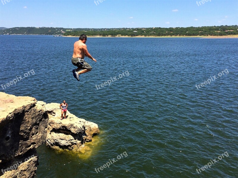 Cliff Jump Lake Water Fly