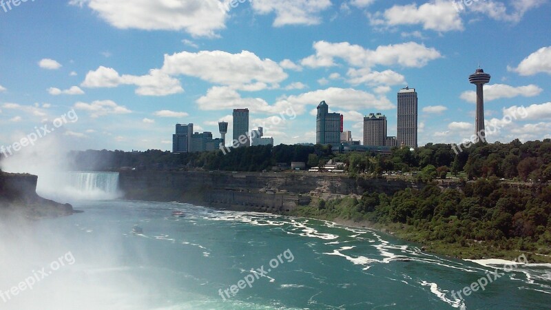 Canada Waterfall Boarder Landscape Nature