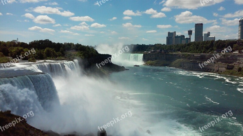 United States Canada Niagara Falls Waterfalls Water