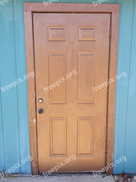 Door Turquoise Brown And Blue New Mexico Southwest