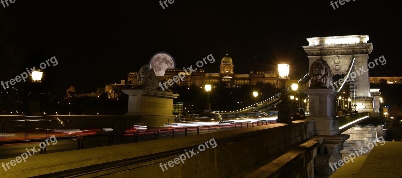 Hungary Budapest Chain Bridge Lights Bridge