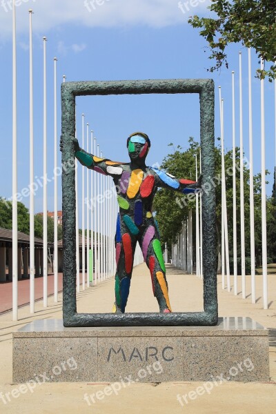 Marc Statue Barcelona Colorful Art