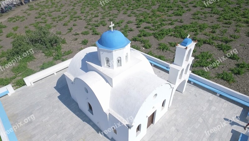 Church Aerial Photo Santorini Blue Greece