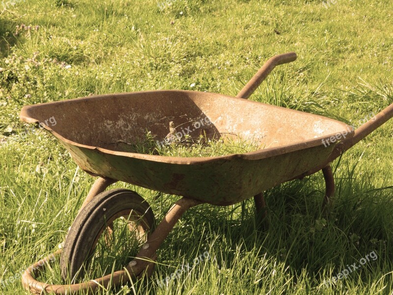 Wheelbarrow Grass Abandonment Former Metal