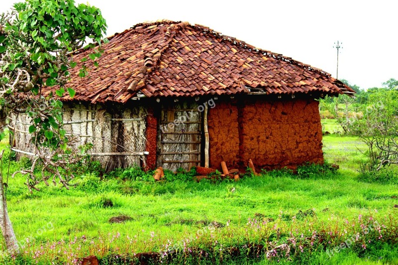 Rural India Village Random Mud House Nature