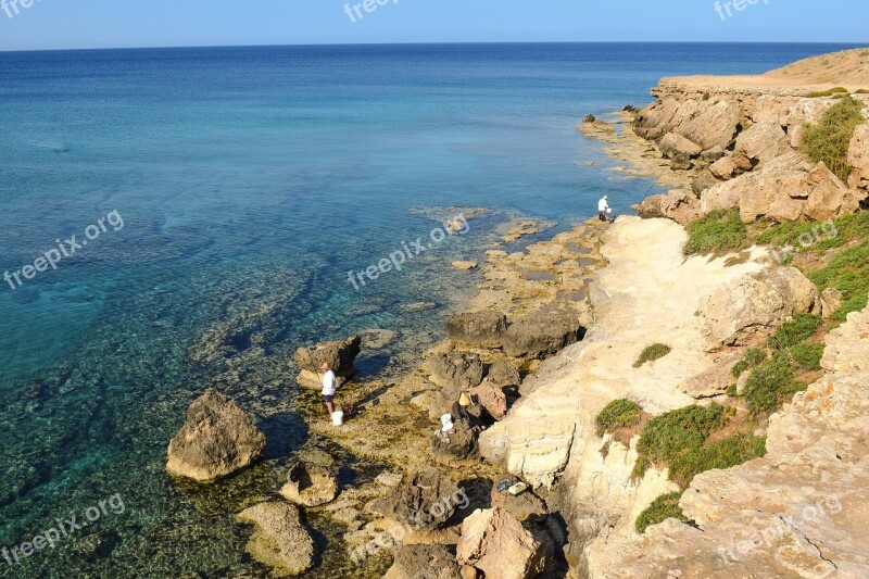 Rocky Coast Summer Sea Fishing Fisherman