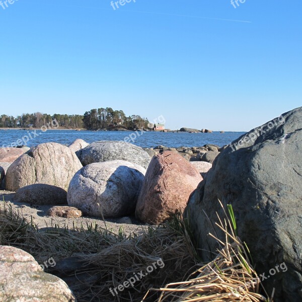 Boulders Sea Baltic Coast Beach