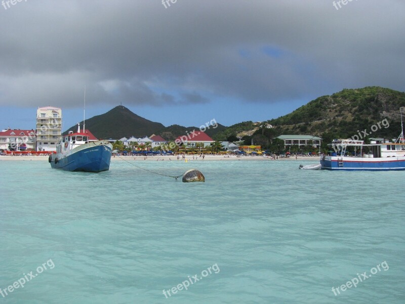 St Maarten Beach Boat Maarten Caribbean