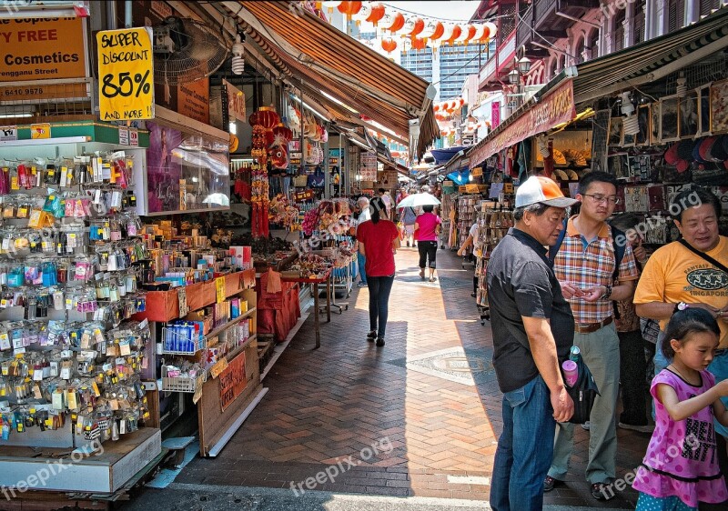 China Town Singapore Market Shopping Shoppers