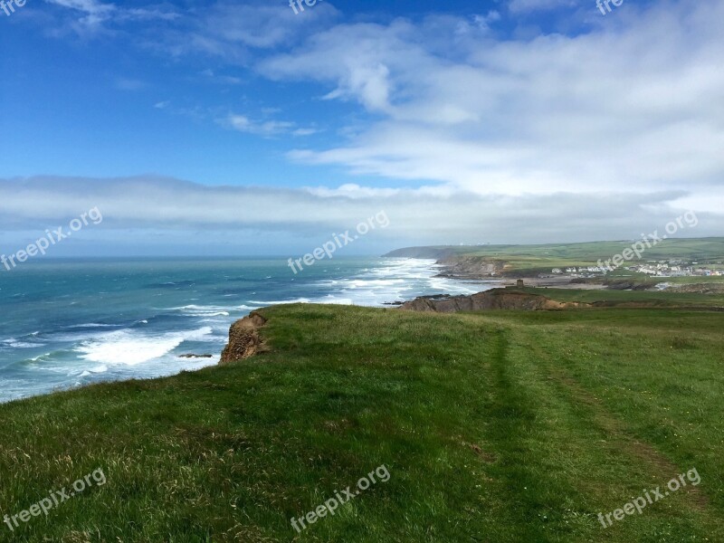 Cornwall Coast Sea Landscape Rocky Coast