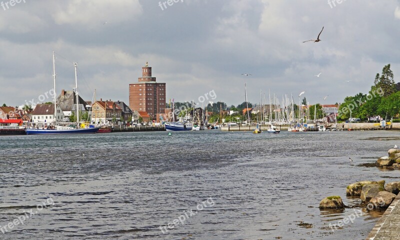 Eckernförde The Outer Harbor Harbour Entrance Warehouse Historically