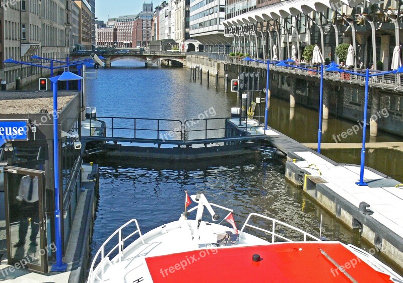 Hamburg Alster City Hall Lock Cruise Ship Lock