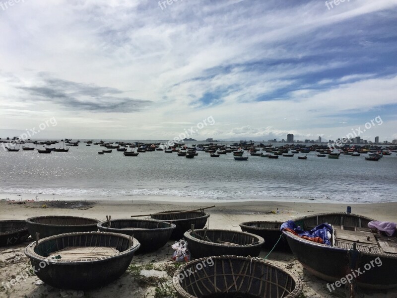 Fishing Boats Tender Sky Water