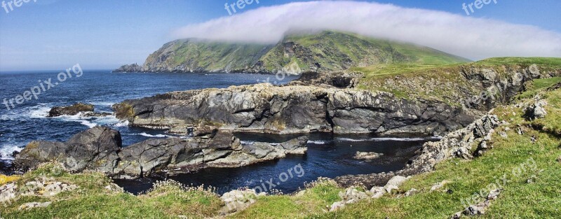 Shetland Isles Scotland Panorama Coastal Sea