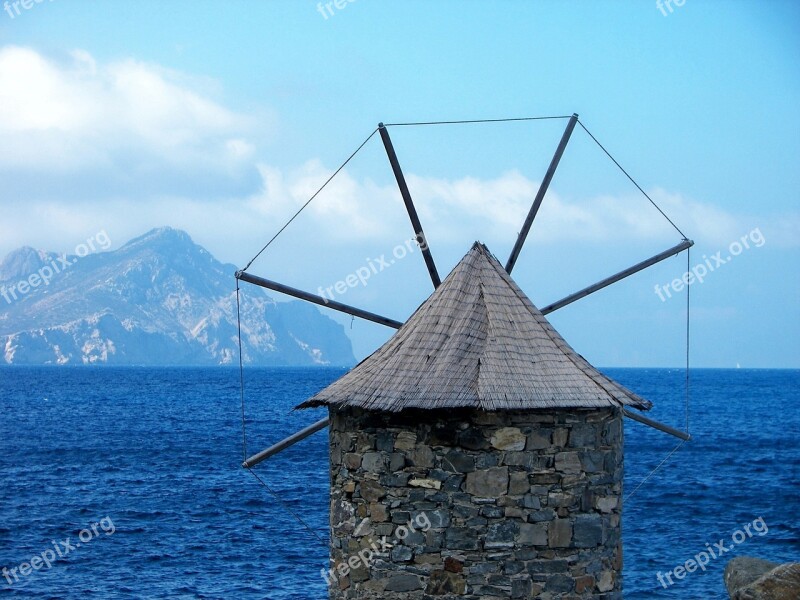 Windmill Amorgos Cyclades Aegean Sea Greece