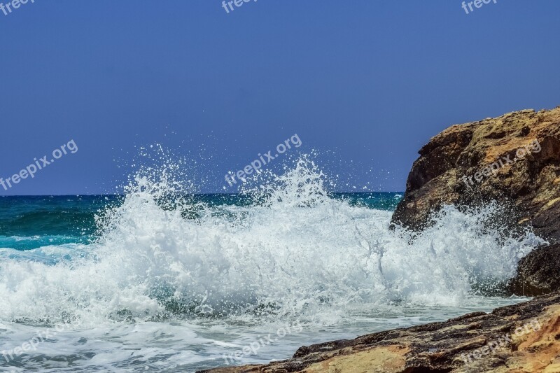 Wave Smashing Coast Sea Nature