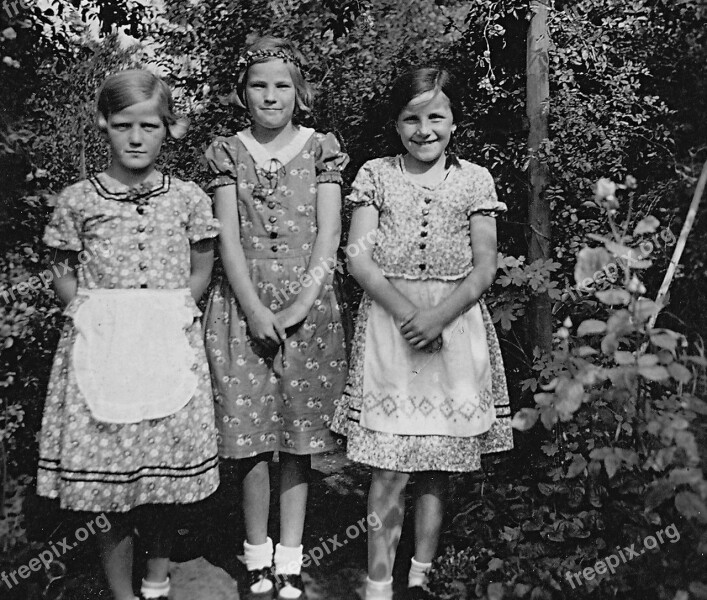 Old Picture Girl Children Nostalgia Past