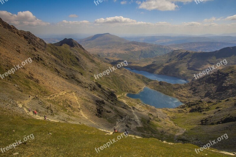 Lakes Outlook Mountains Walkway Snowdon