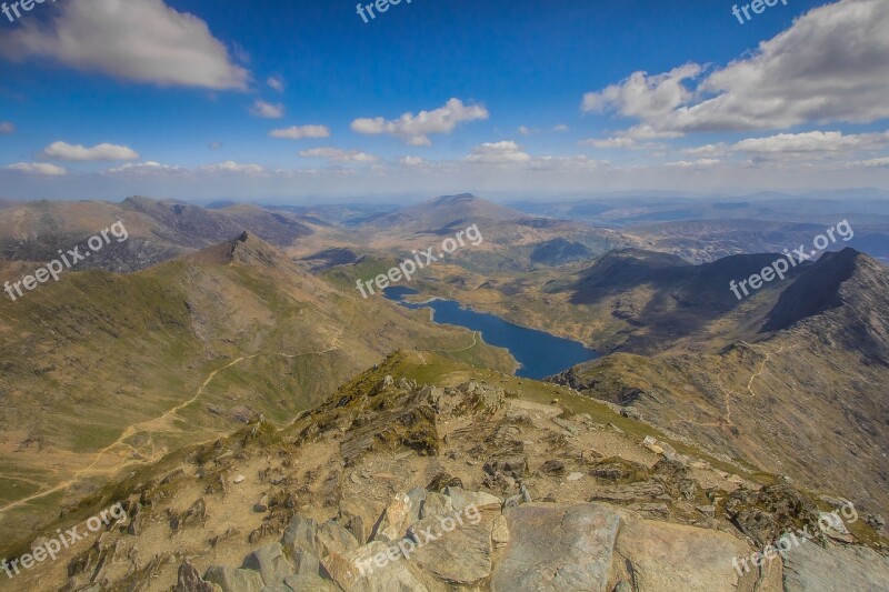 Snowdon Top Panorama Snowdonia England