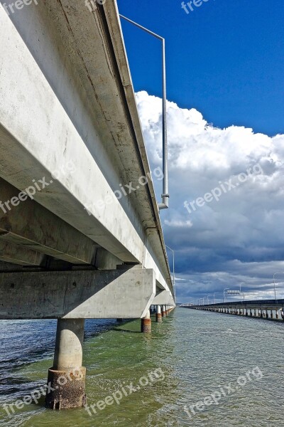 Bridge Perspective Water Transportation Crossing