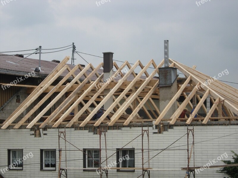 Roof Truss Build Site Free Photos