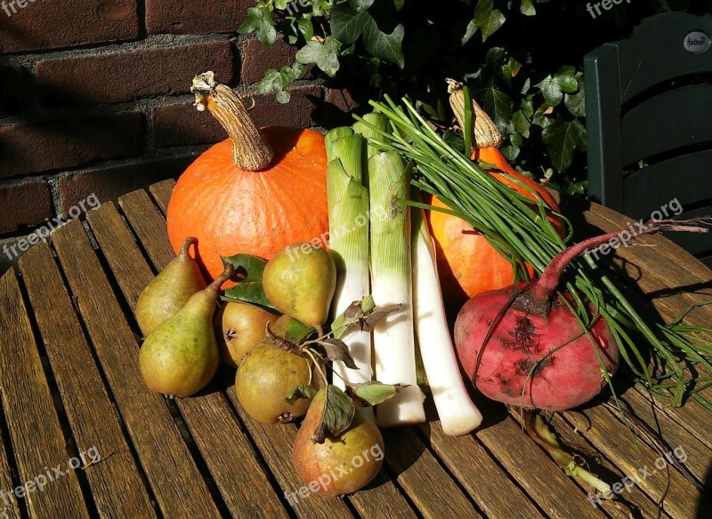 Pumpkin Pears Leek Beet Kitchen Garden