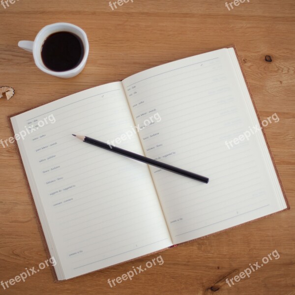 Coffee Notebook Work Pen Business