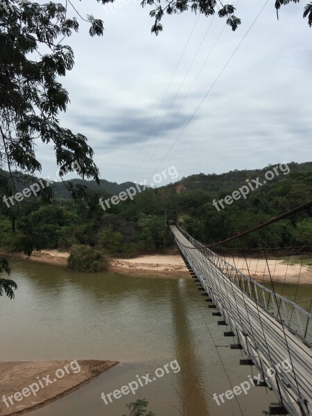 Footbridge River Sandbar Wooden Pedestrian