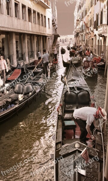 Venice Gondola Canal Gondolier Venezia