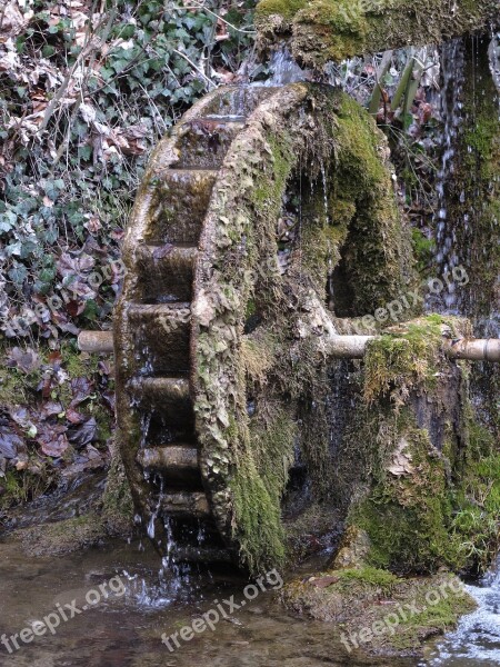 Waterwheel Old Mill Moss Water Power Wheel