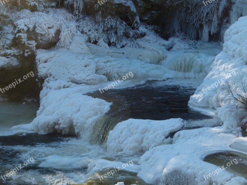 Waterfall Frozen Waterfall Water Frozen Ice