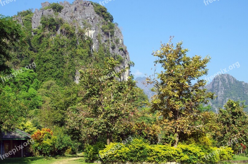 Laos Vang Vieng Relief Karst Temple