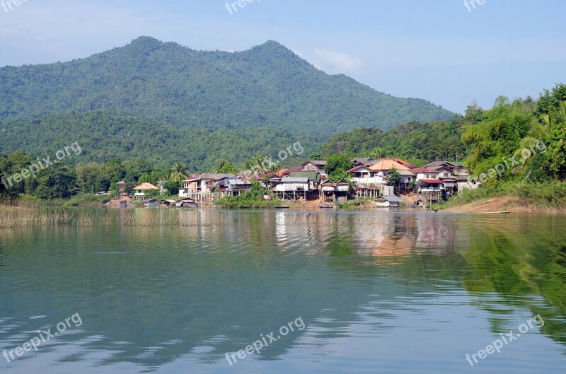 Laos Lake House Village Reflections