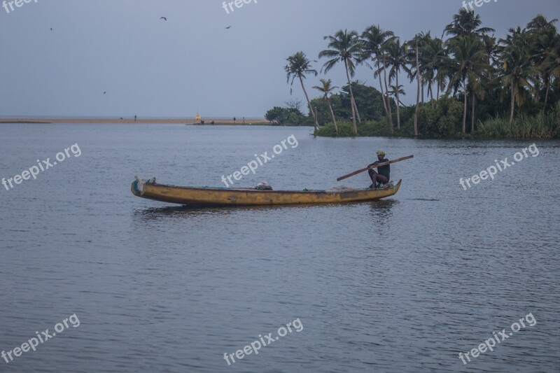 Fisherman Boat Fishing Water Nature