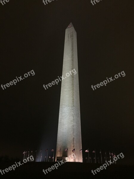 Monument Washington Night America Usa