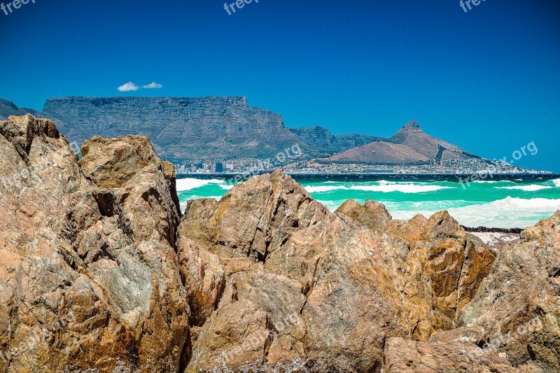 Blue Sky Cape Town Plateau Table Mountain Panorama