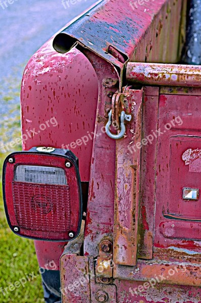 Old Red Truck Tail Light Vehicle