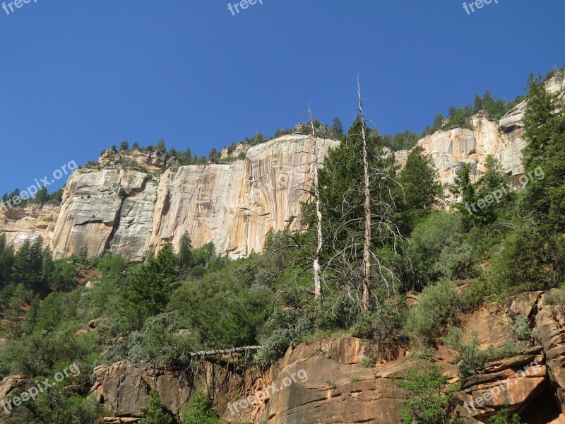 Grand Canyon North Rim Rock Face Colorful Landscape