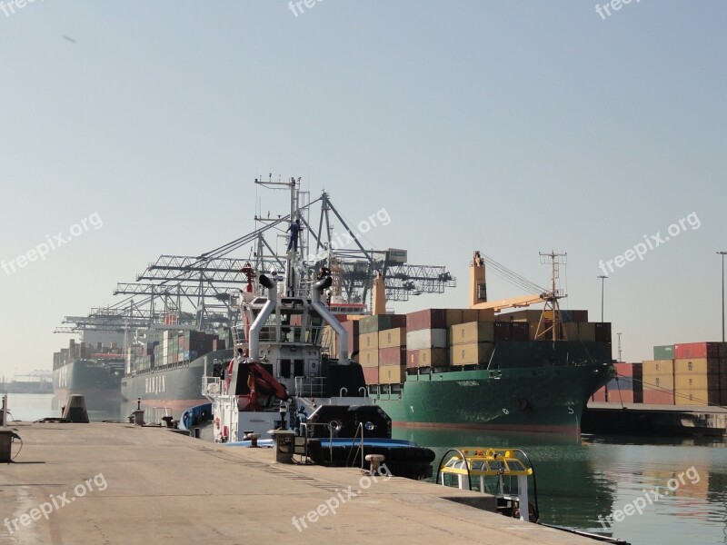 Port Barcelona Containers Goods Boats