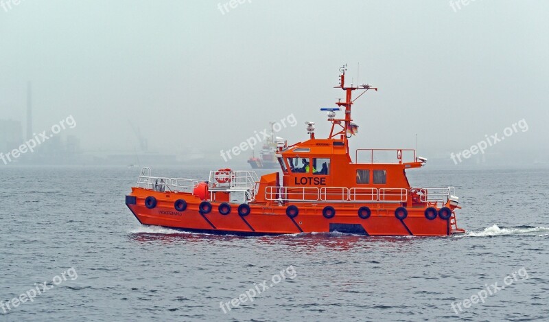 Pilot Boat Fog Kieler Firth Baltic Sea Kiel