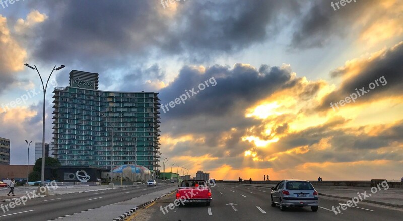 Malecón Habanero Riviera Sunset Free Photos