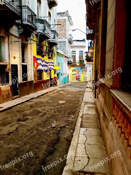 Alley Old Havana Paintings Buildings Free Photos