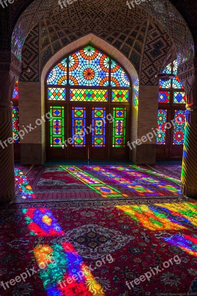 Nasir Al Mulk Mosque Shiraz Iran Sun Window