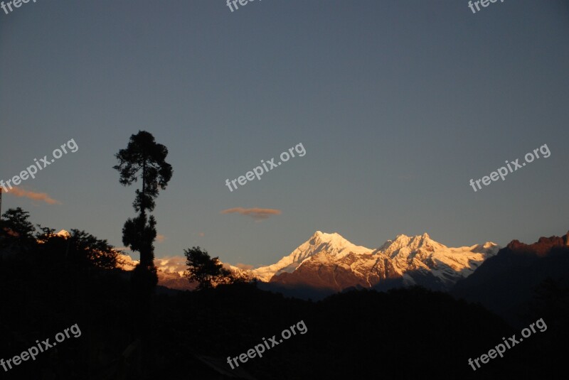 Mt Kanchenjunga View From Lingthem Sikkim Himalaya Free Photos