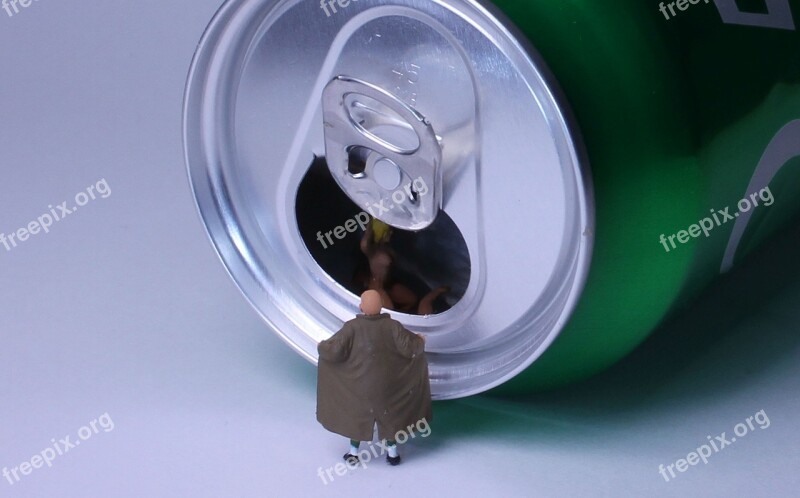 Beverage Can Lock Ring Miniature Figures Exhibitionist Work Clothes